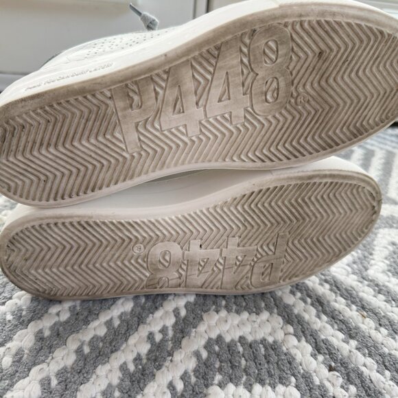 P448 Thea Platform Sneaker (Women) White, Gray, Suede - Picture 3 of 6